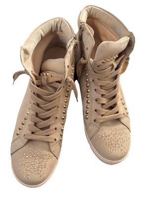 K&S Kennel & Schmenger Hightop Sneaker Gr. 41 Beige mit Strass UK 7,5 Luxus