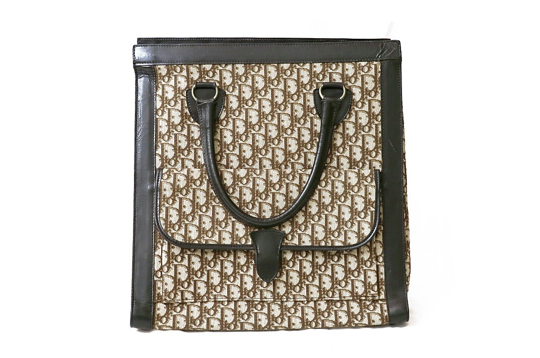 Christian Dior Trotter Tote in Leather and Canvas Vintage Style