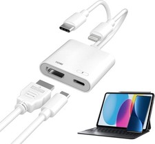 Lightning and USB-C to HDMI Adapter for iPhone to TV, MFi Certified 4K 60Hz