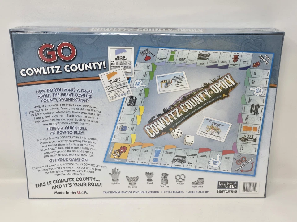 Cowlitz County-opoly - 华盛顿州考利茨县大富翁 Late for the Sky 出品,罕见全新 — 第 2/4 张图片