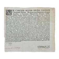 Charles VI Signed Catherine I Russian War Alliance Royal Proclamation Broadside