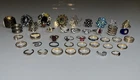 42 Pc Vintage Modern Costume Jewelry Ring Lot Rhinestone, Gold Tone, Fashion