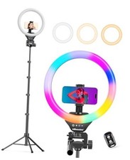12'' RGB Selfie Ring Light with 62    Tripod Stand for Video Black 12in-RGB