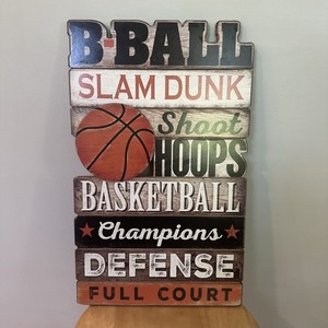 Basketball Wooden Wall Decor Slam Dunk Shoot Hoops Open Road Brands