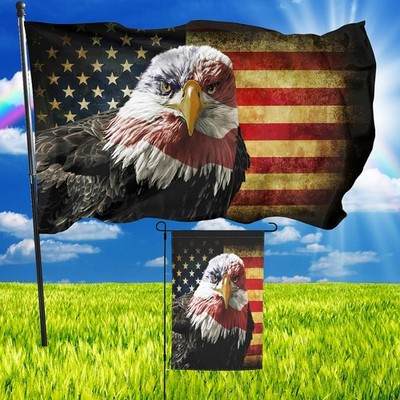 Voudlye 3 X 5 FT Double Sided Print, 1 USA Flag Bald Eagle Vintage Color 
