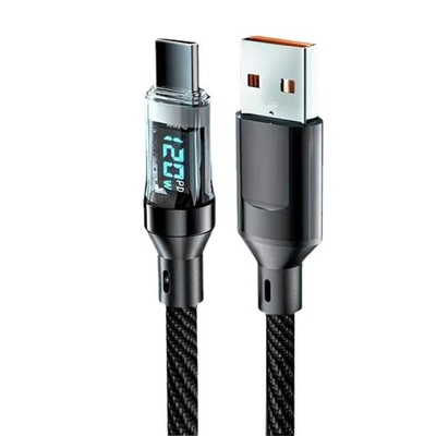 120W USB to Type C Cable Phone Super Fast Charging Cable With LED Display Data