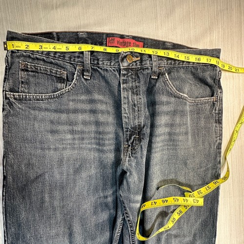 Jeans Lee Para Hombre 38x32 De Colección Ajustados Azul Lavado Oscuro Algodón Pierna Recta Denim - Imagen 3 de 10