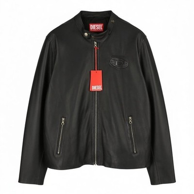 DIESEL L-Metalo Herren Jacke 56 schwarz Lammfell Leder Reißverschluss Übergangsjacke UVP795