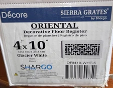 Decore Oriental Floor Register Box of (5) 4 X 10 White New In Box