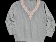 Women's Pullower Drop Down Shoulder Sweater 3/4 Sleeves Saige Green L Large...