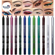 12Pcs Green Blue White Black Brown Purple Color Gel Glitter Eyeliner Pencils Set