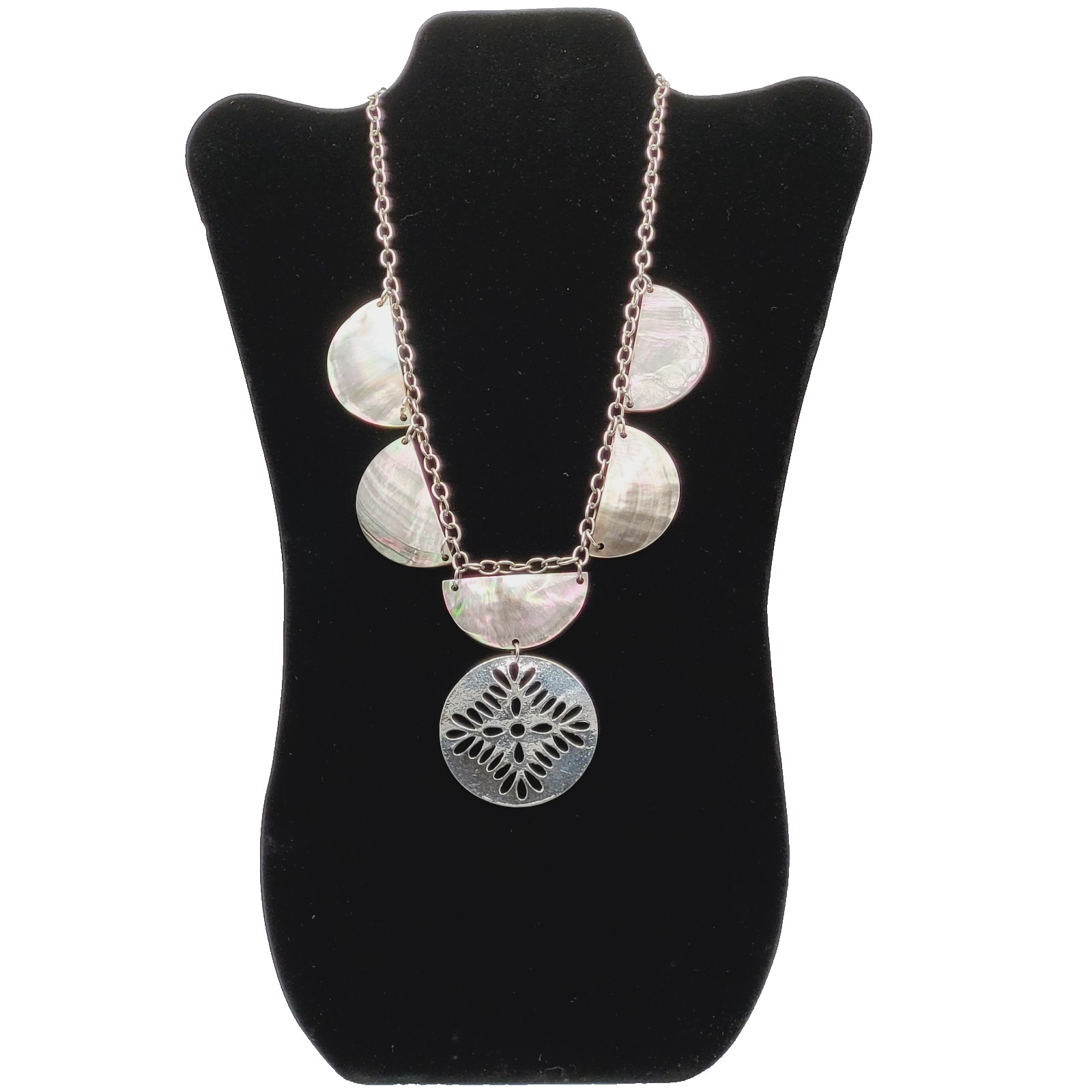 Shell Seashell MOP Abalone Half Circle Silver Ton… - image 2