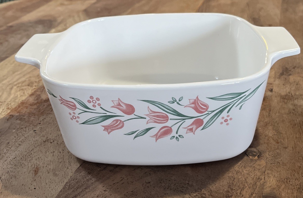 Corning Ware Casserole Dish ROSEMARIE Pink Tulip 1.5 Liter without Lid