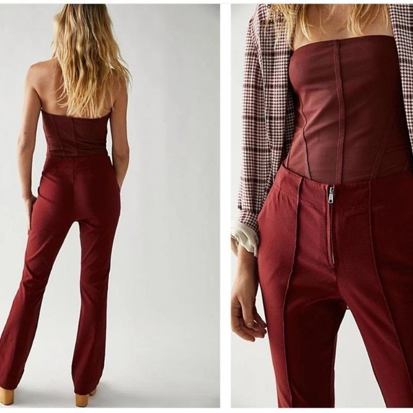 Women Free People Trousers Burgundy 34 / XS / 42
