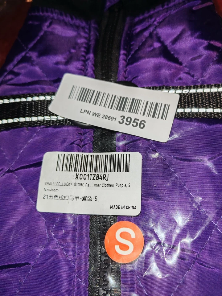 Purple Pet Zip-up Jacket Vest Coat with D-rings NEW in Packet - Image 2 of 4