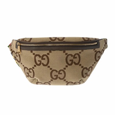 Gucci Jumbo GG Belt Bag Beige Canvas Leather Waist | eBay