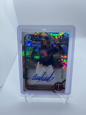 2022 1st Bowman Chrome Carlos Aguiar 44/100 SP Cracked Ice Auto On Card CPA-CA