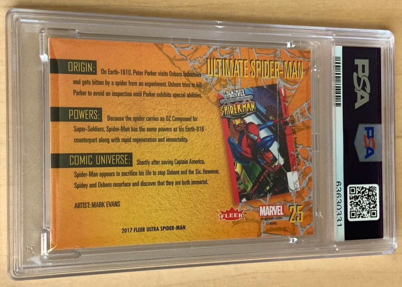 2017 Fleer Ultra Spider-Man💎 SPIDER-MAN💎 Silver Web Foil💎PSA 9 POP 2 (None ^) view 2