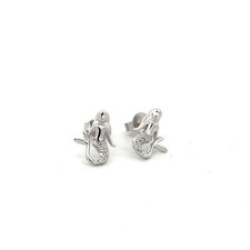 Sterling Silver Mermaid Earrings With CZ 3/8 x 1/2 Inch 