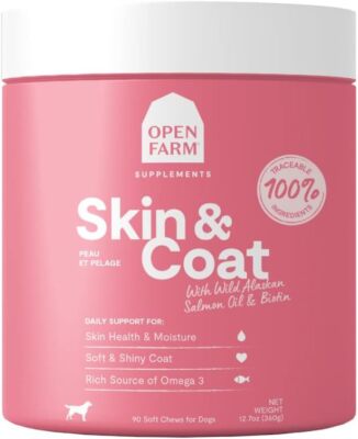 Open Farm Skin & Coat Chews, Dog Supplement, Dog Vitamins, Supports a Soft and S