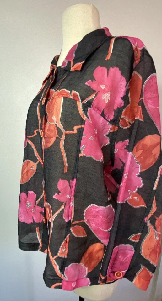 Chaqueta XL Toni Morgan Floral Transparente Ligera Manga 3/4 Foto 3 de 4