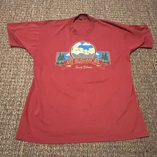 Vintage Mt. Rushmore South Dakota Screen Stars Best T-Shirt Large Burgundy SS