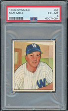 1950 Bowman 52 Sam Mele Washington Senators PSA 6 Vintage Baseball Card