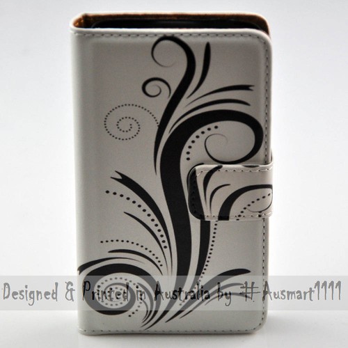 Funda tipo billetera con estampado de tema de remolino negro para teléfono móvil serie HMD - - Imagen 2 de 3