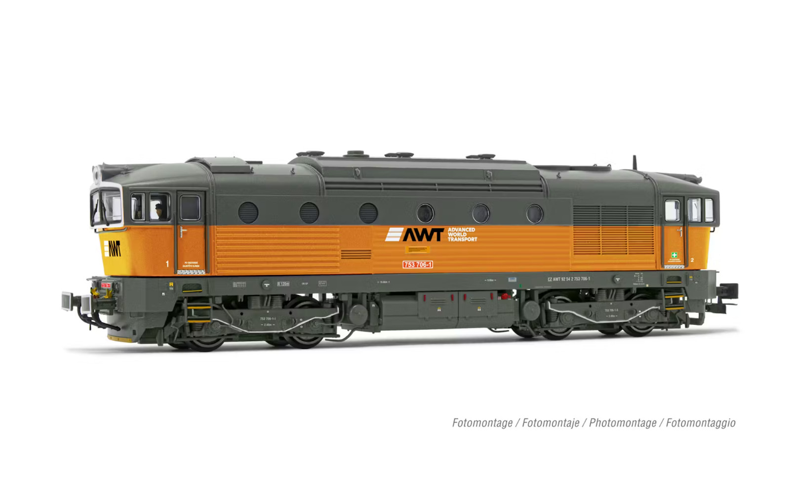 Rivarossi Hr2928S D.753.7 Awt Orange/Grey Livery Dcc Sound