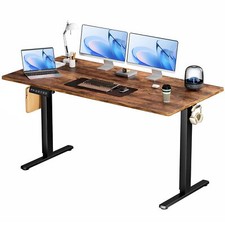 Electric Adjustable Height Standing Desk Computer Home Office Desk Rustic Brown