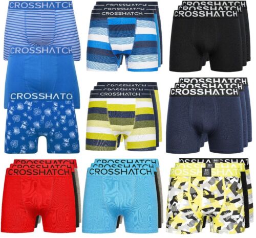 Mens Crosshatch Cotton 3 Pack Mix Boxers Shorts Underwear Trunks Multipack Short - Afbeelding 1 van 36