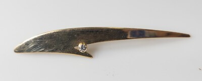 Mid-Century Modern Ed Levin Signed Modernist 14k Bolt Pin Brooch Diamond