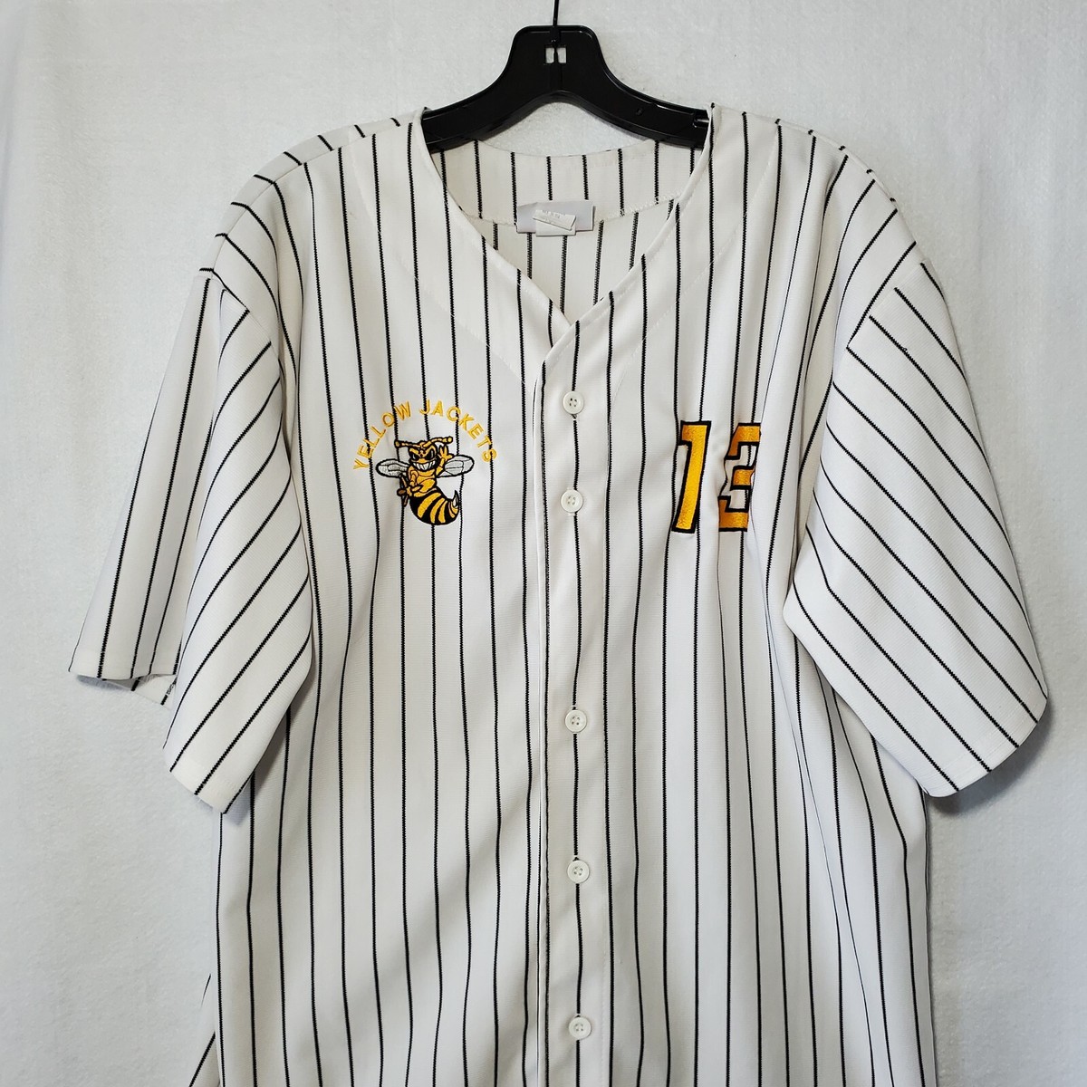 Teamwork Yellow Jackets #13 Baseball Jersey Button up XL White