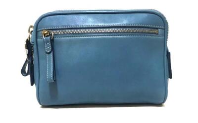 COACH LEGACY BLUE LEATHER OVERNIGHT COSMETIC MAKE UP TRAVEL CASE