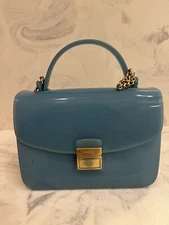 New Furla handbag Authentic Blue Rubber Gold Hardware Handle
