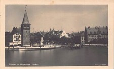L158 Germany 1934 Lindau im Bodensee Hafen. vintage postcard