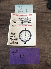 VINTAGE Porsche 82,83 SC 911 911 TURBO technical Spec BOOK