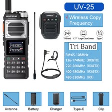 Baofeng UV-25 Walkie Talkie Long Range Tri-power Two Way Radio Bluetooth Mic US