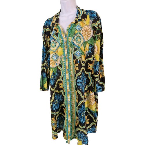 Womens Antica Sartoria Giacomo Cinque Multicolour Floral Beaded Shirt Dress L. - Picture 8 of 12