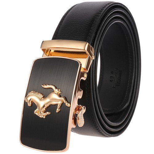 Cinturón de cuero auténtico de lujo para hombre hebilla automática cinturón de cuero trinquete vaqueros - Imagen 6 de 9