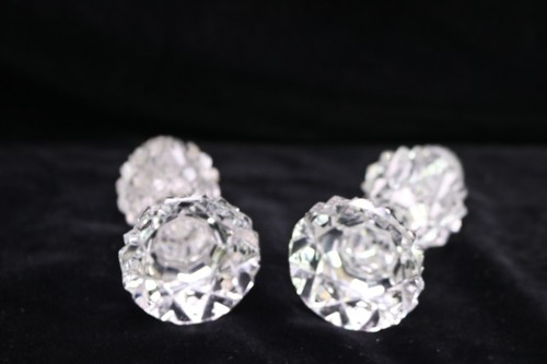 Antique Crystal Cut Footed Pair of 4 3/4 " Tall Crystal Salt Shakers Screw Lids - Picture 2 of 7