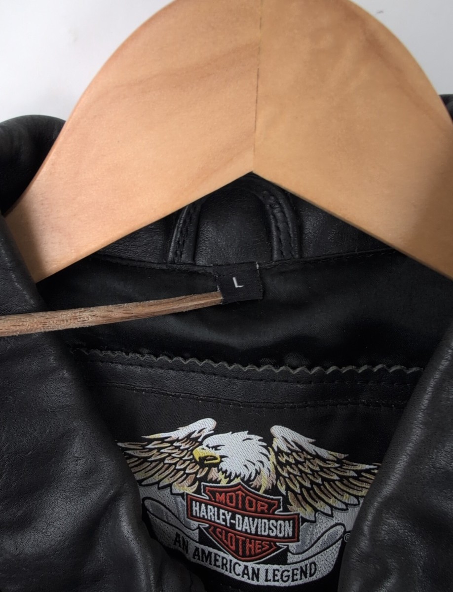 HARLEY DAVIDSON Women's Sz L Hand Painted Eagle Leather Moto