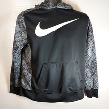 Nike DRI-FIT Sweatshirt Long Sleeve Hoodie Gray Athletic Top Boys Size XL Swoosh