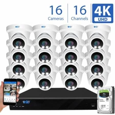16 Channel NVR 16 X 8MP Starlight Color Night 4K PoE Dome Security Camera System