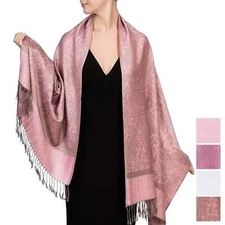 NWT Women's Pashmina Reversible Paisley Fringed Shawl Evening Wrap