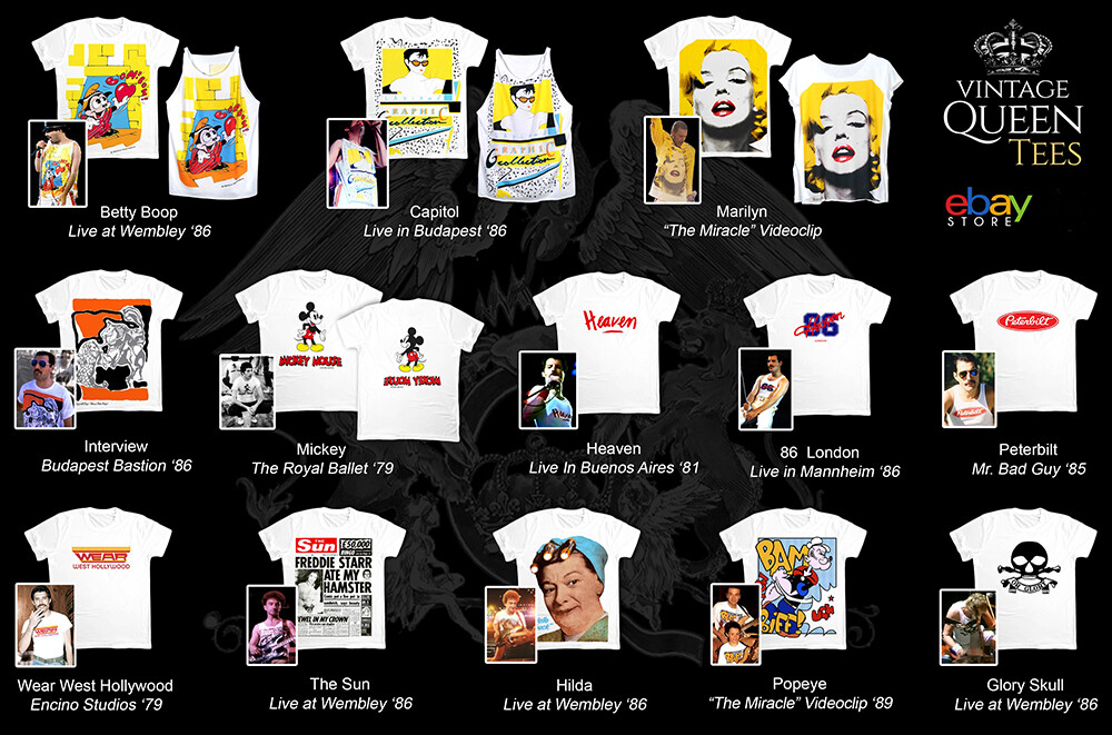 Queenコレクション★BRAVAD★FREDDIE MERCURY LIVE WEMBLEY TEE Maglietta Freddie Mercury Queen Betty Boop Live at Wembley