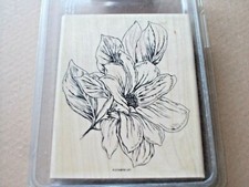 Stampin Up FROM THE GARDEN mounted wood background stamp