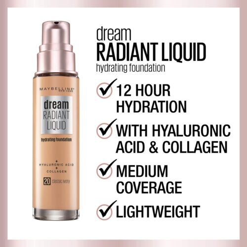 Maybelline Dream Radiant Liquid Medium Coverage Hydrating Makeup Java, 1 Count - Picture 5 of 9