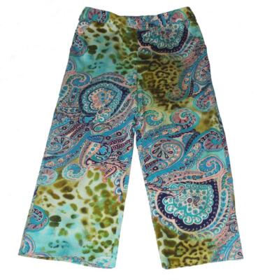 HARVE BENARD Paisley Jacobean Leopard Colorful Wide Leg Capri Pants Wm's 4