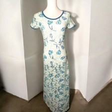 Vintage blue floral lace slip dress cottagecore M